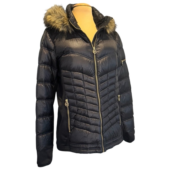 Michael Kors Jackets & Blazers - Michael Kors, black down puffer, parka fur lined hood coat jacket, XL